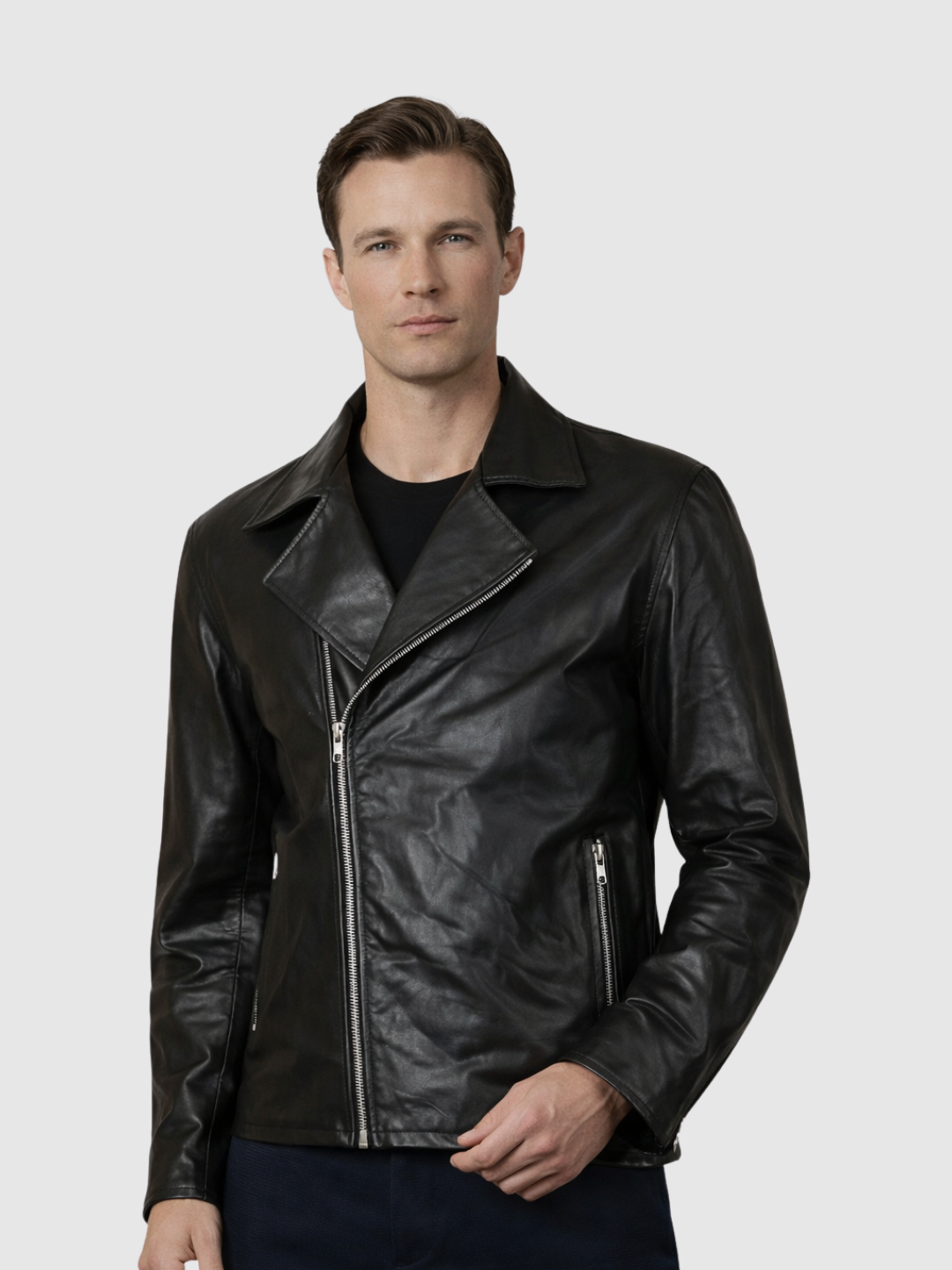 Men's Black Leather Jacket – Classic Casual Style