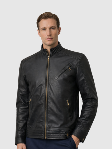 Men's Black Biker Leather Jacket – Motorcycle Casual Style