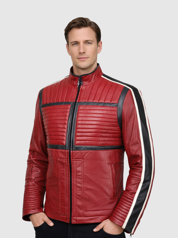 Red Biker Leather Jacket – Motorcycle Casual Style