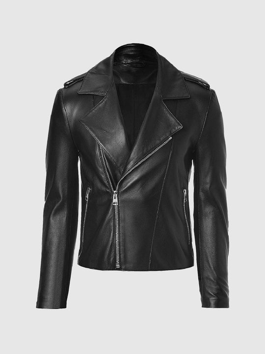Men's Black Biker Leather Jacket – Motorcycle Casual Style