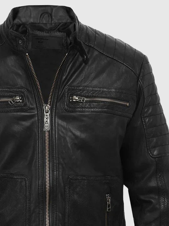 Men's Black Biker Leather Jacket – Motorcycle Casual Style