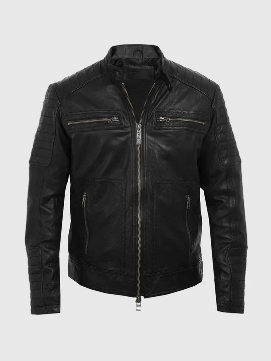 Men's Black Biker Leather Jacket – Motorcycle Casual Style