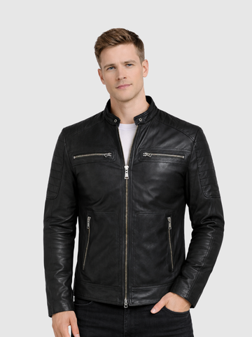 Men's Black Biker Leather Jacket – Motorcycle Casual Style