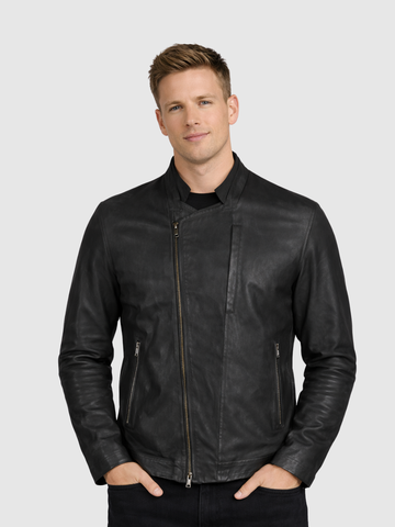 Men's Black Leather Jacket – Classic Casual Style
