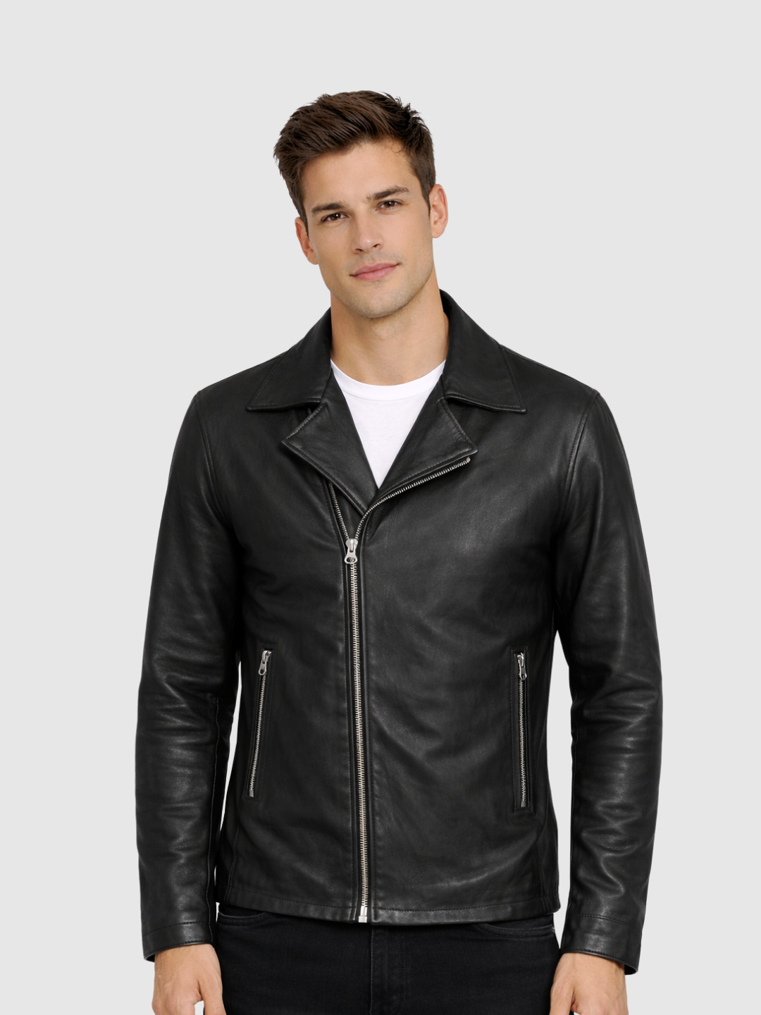 Men's Black Biker Leather Jacket – Motorcycle Casual Style