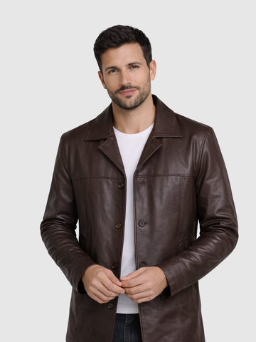 Men's Brown Blazer Leather Jacket – Casual Formal Style