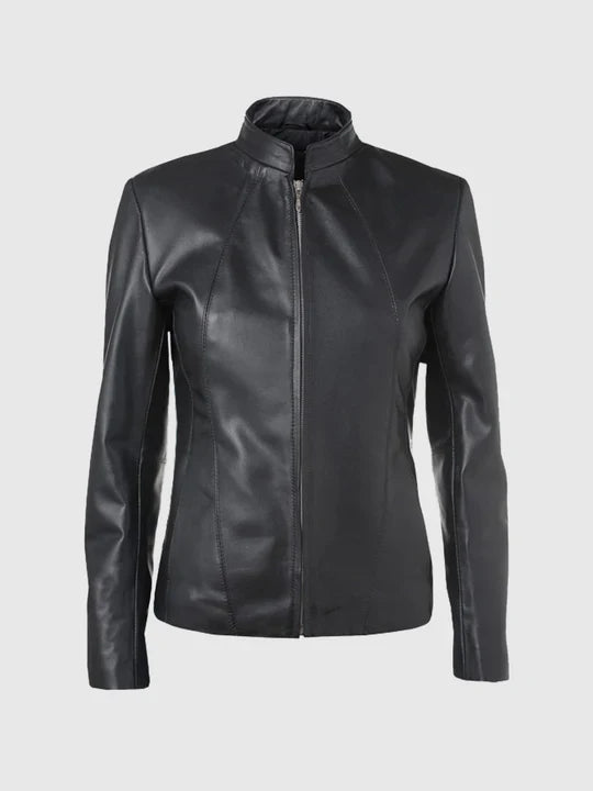 Women's Black Leather Jacket – Classic Casual Style