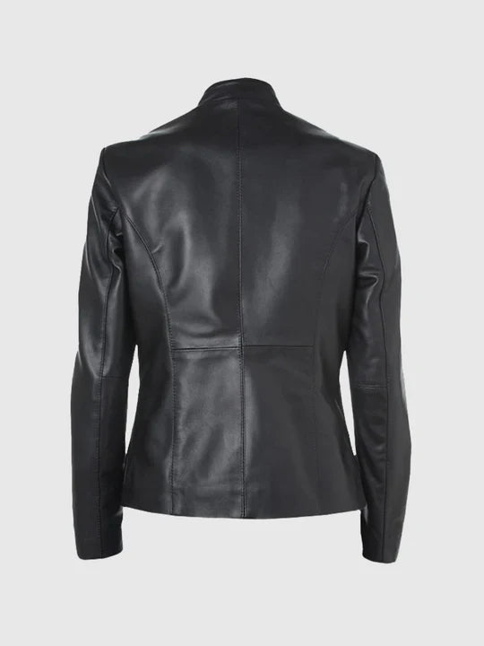 Women's Black Leather Jacket – Classic Casual Style