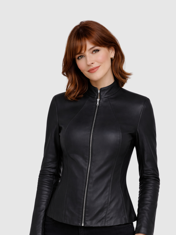 Women's Black Leather Jacket – Classic Casual Style