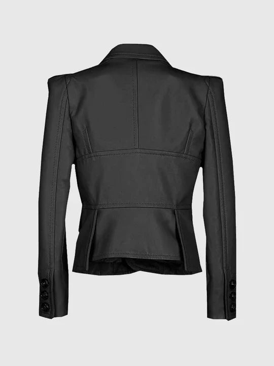 Women's Black Leather Coat – Winter Casual Style