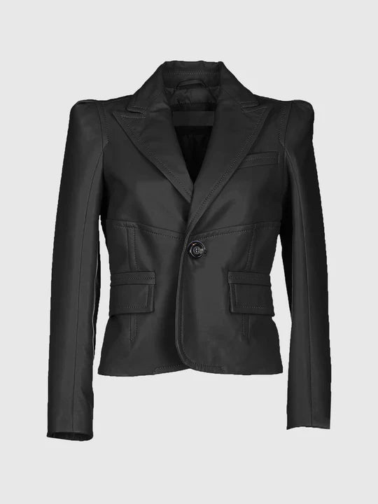 Women's Black Leather Coat – Winter Casual Style