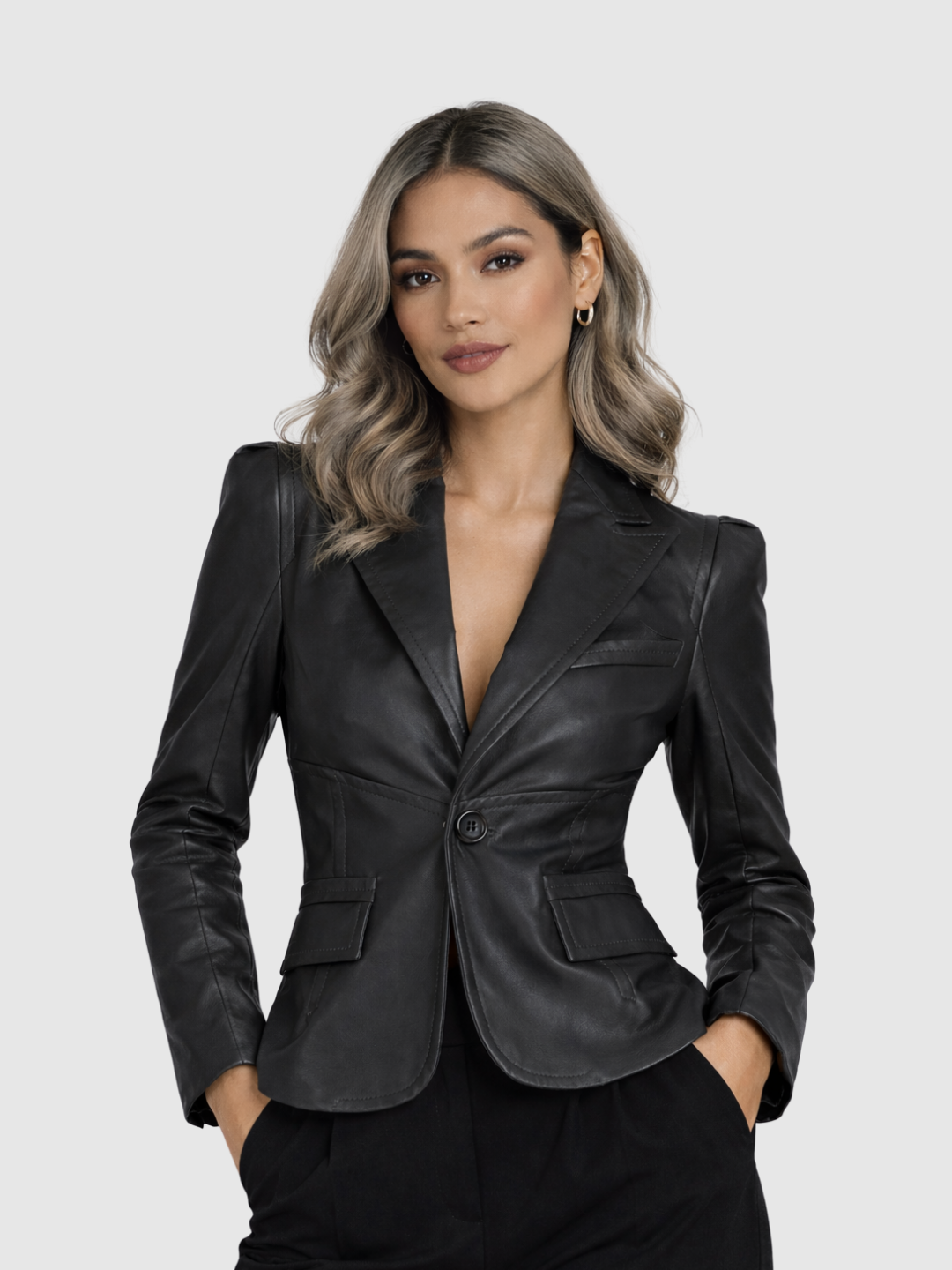 Women's Black Leather Coat – Winter Casual Style