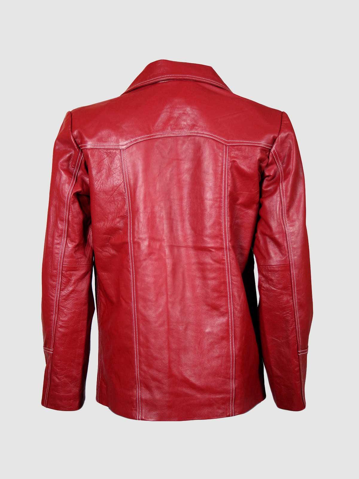 Men's Red Leather Coat – Winter Casual Style