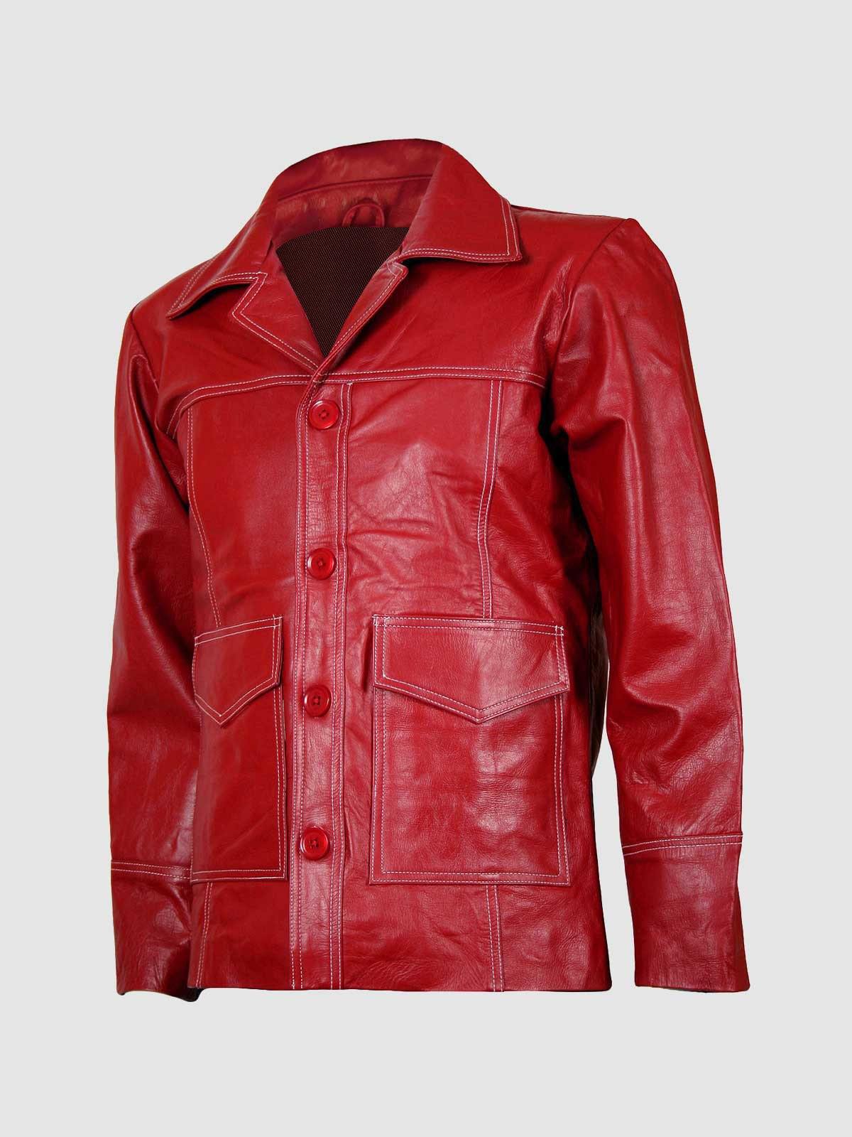 Men's Red Leather Coat – Winter Casual Style