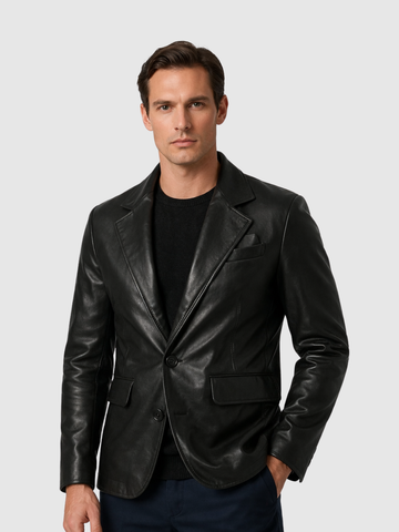 Men's Black Leather Coat – Winter Casual Style