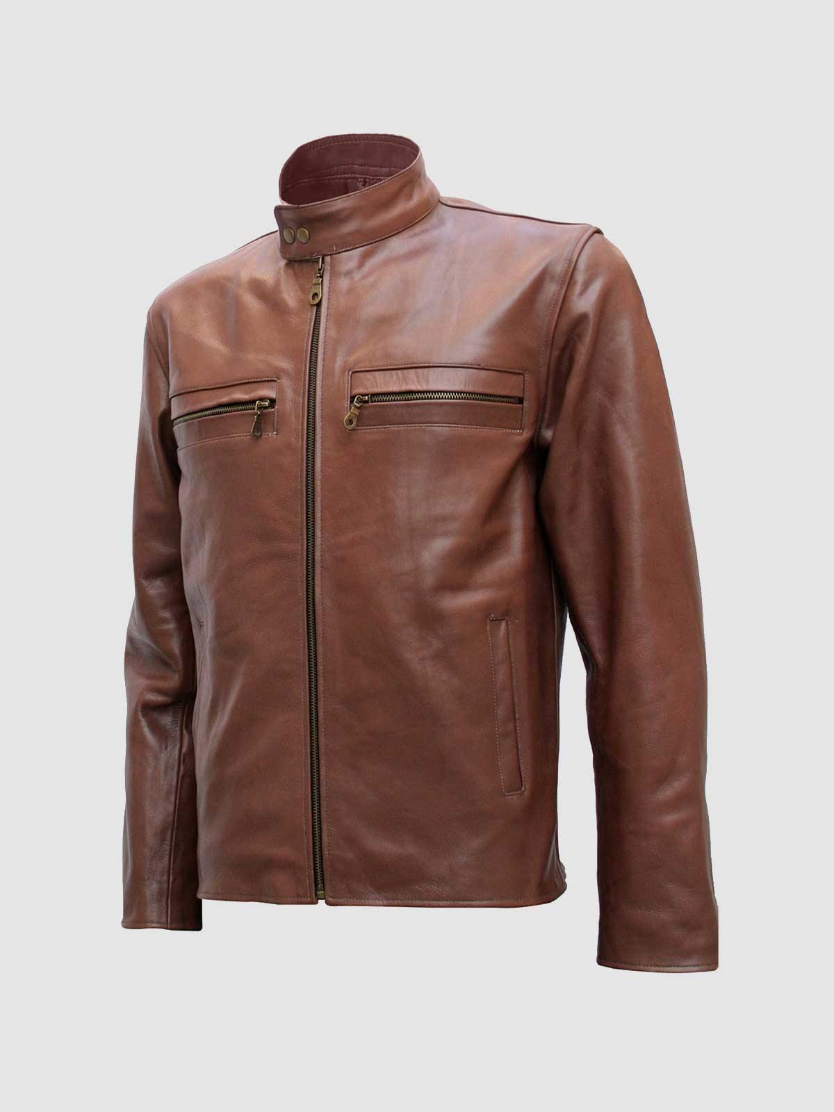 Men's Brown Biker Leather Jacket – Motorcycle Casual Style
