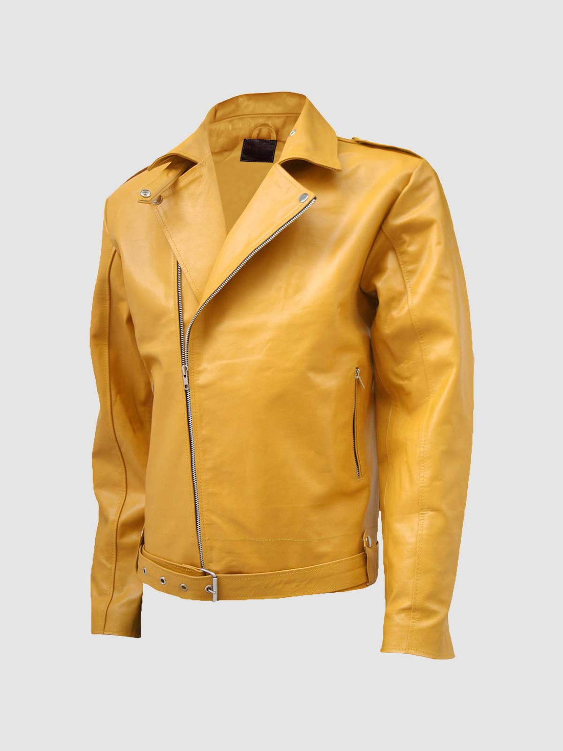 Men's Yellow Biker Leather Jacket – Motorcycle Casual Style