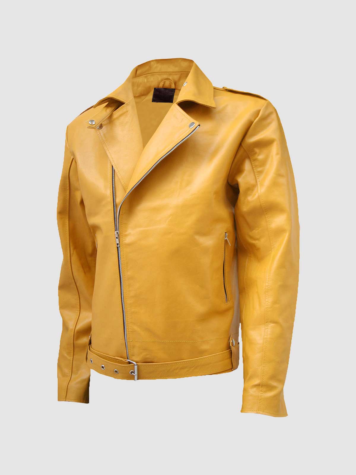 Men's Yellow Biker Leather Jacket – Motorcycle Casual Style