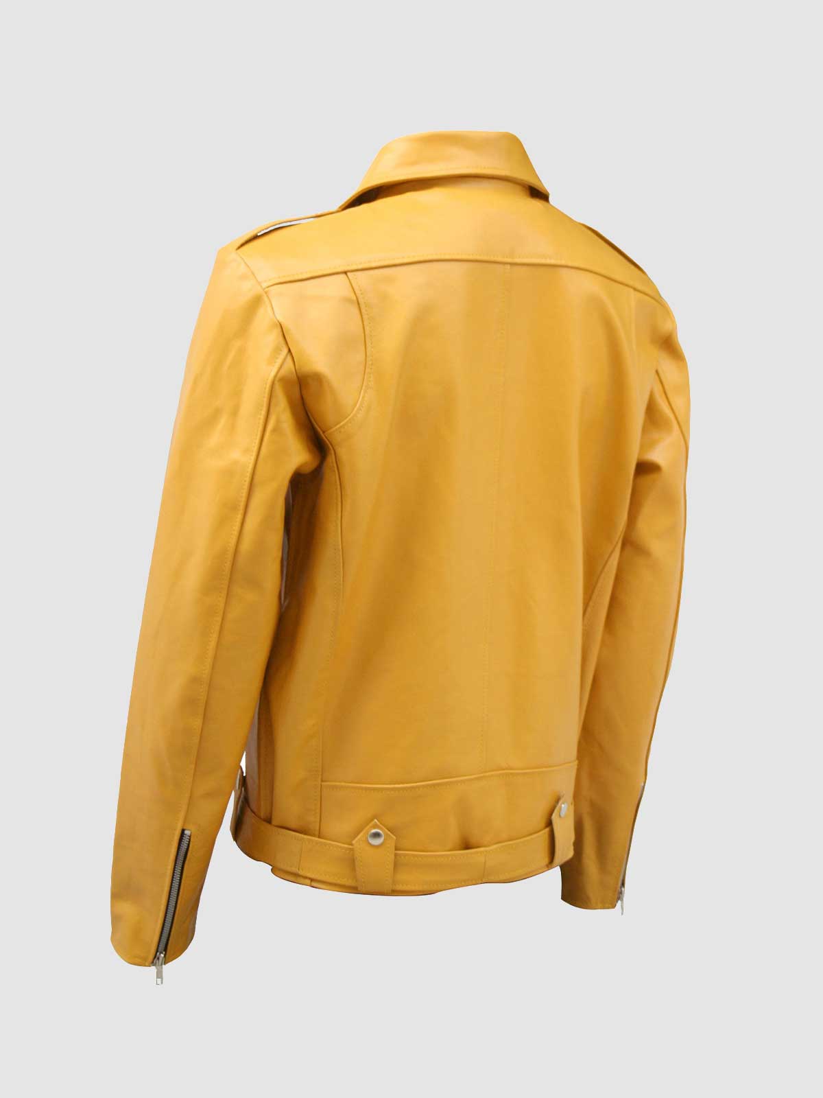 Men's Yellow Biker Leather Jacket – Motorcycle Casual Style