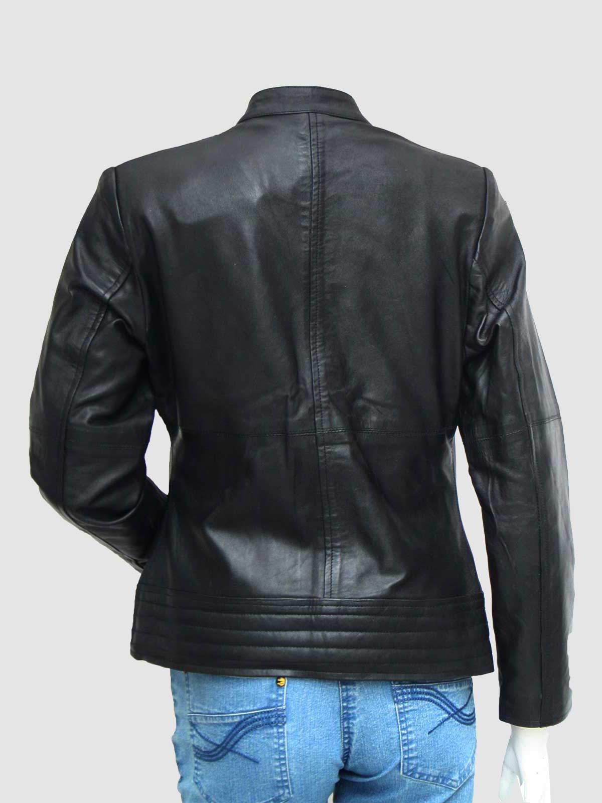 Women's Black Quilted Leather Jacket – Slim Fit Winter Style