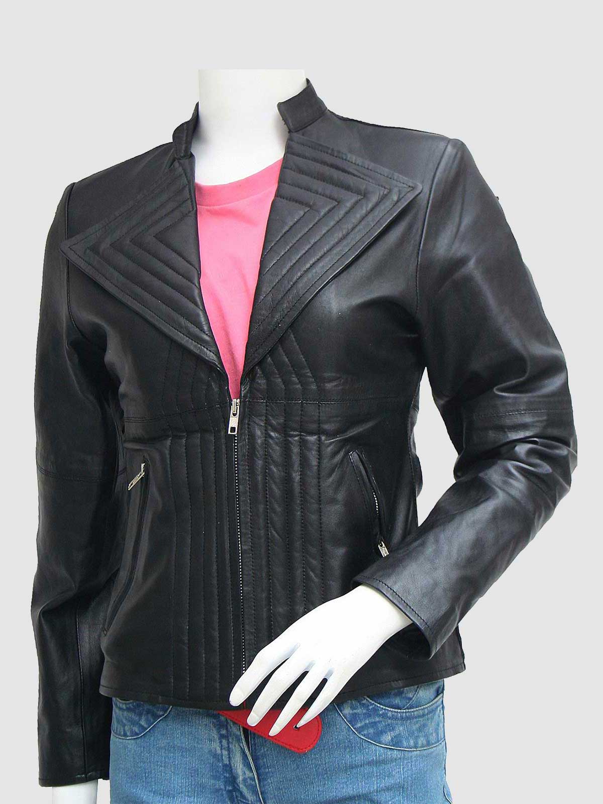 Women's Black Quilted Leather Jacket – Slim Fit Winter Style