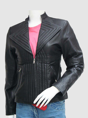 Women's Black Quilted Leather Jacket – Slim Fit Winter Style
