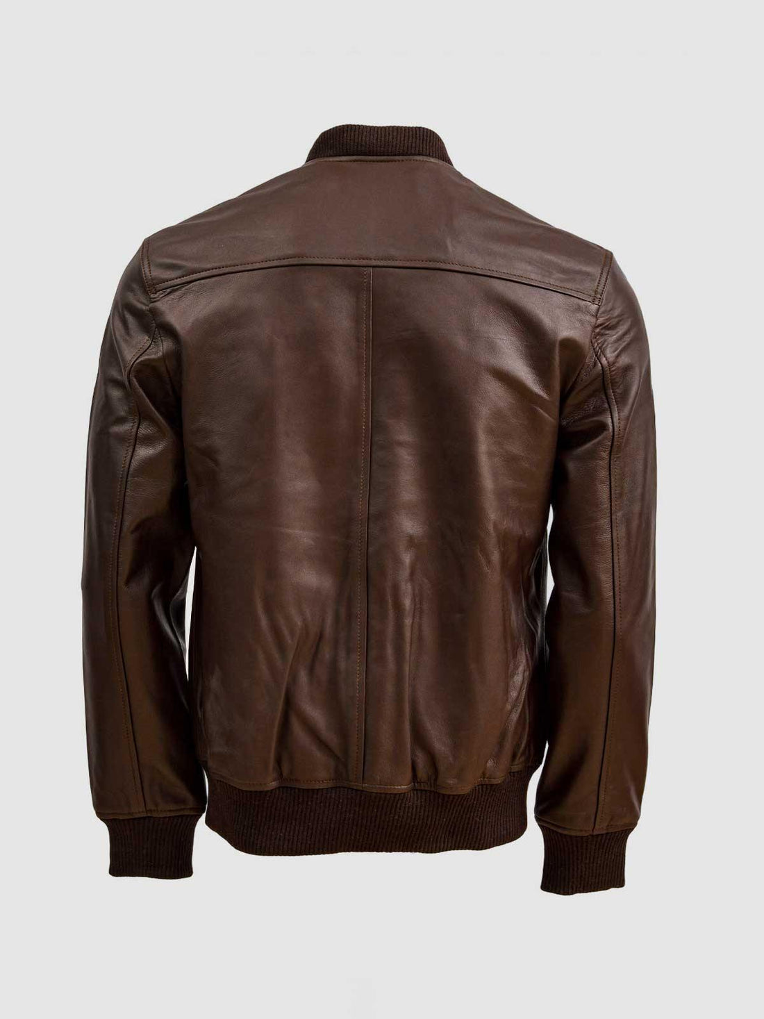Men's Brown Bomber Leather Jacket – Casual Streetwear Style