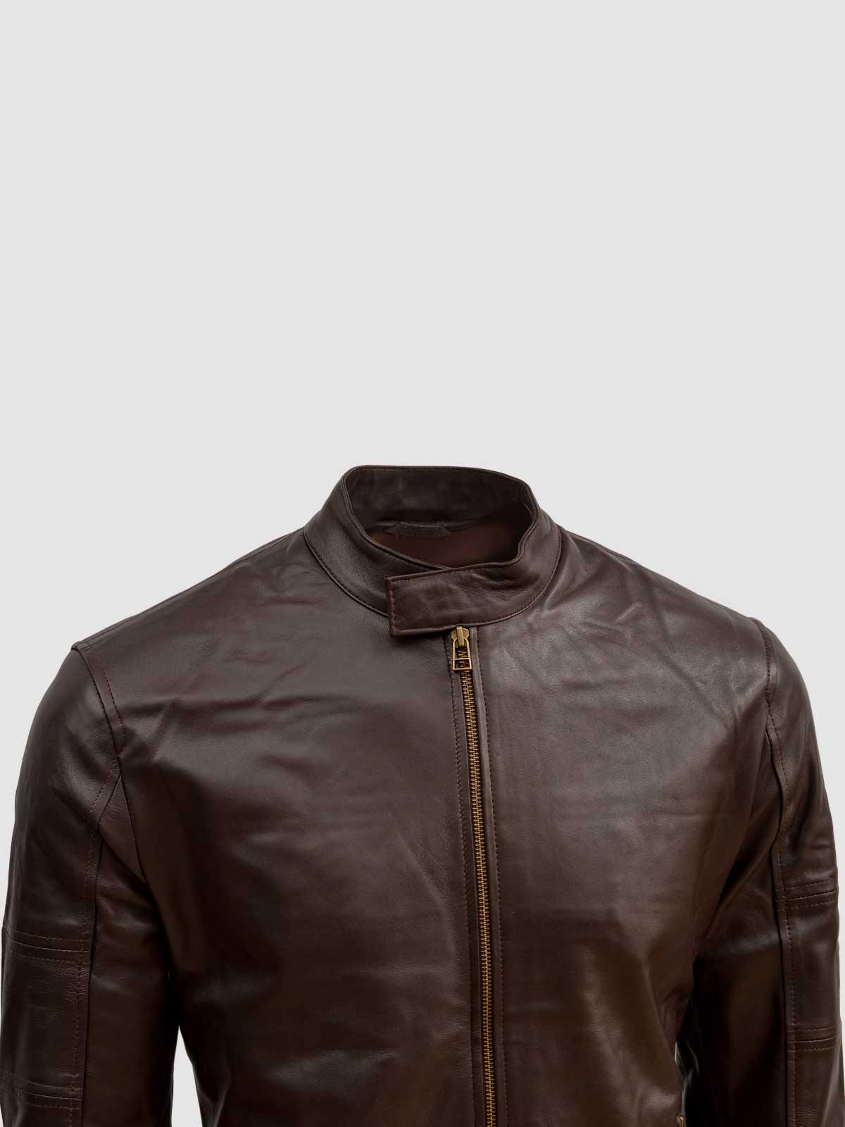 Men's Brown Bomber Leather Jacket – Casual Streetwear Style