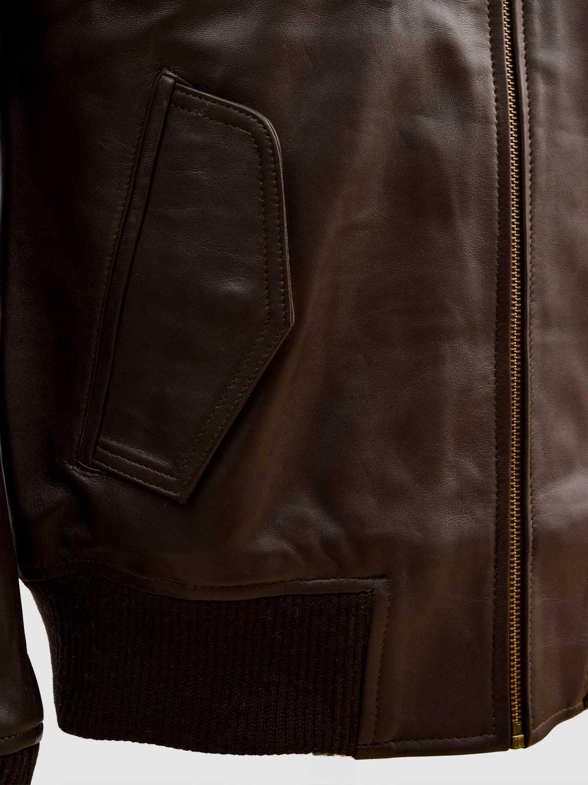 Men's Brown Bomber Leather Jacket – Casual Streetwear Style