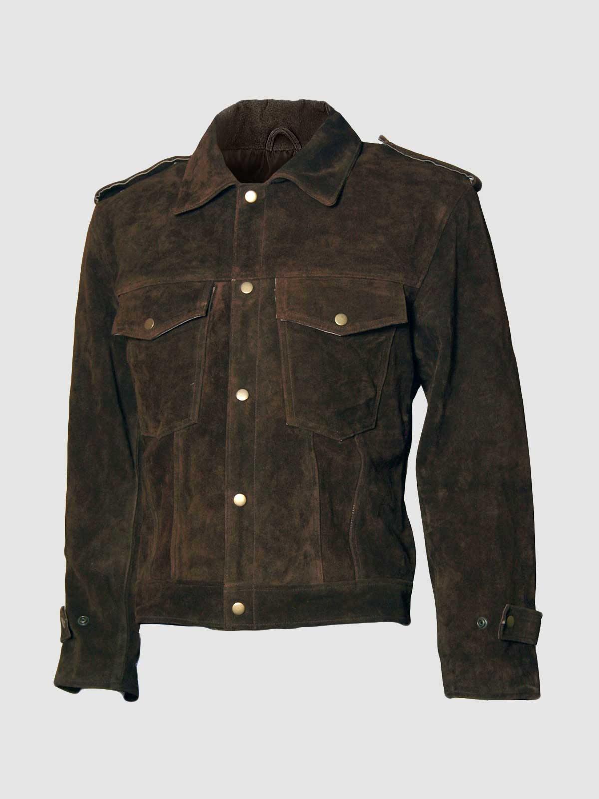 Brown Suede Leather Jacket – Casual Winter Style