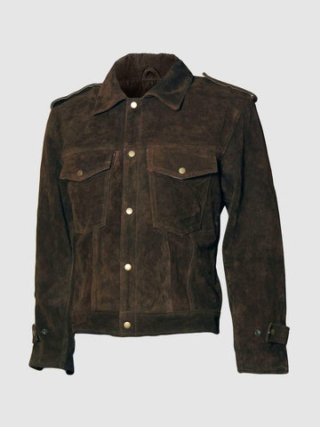 Brown Suede Leather Jacket – Casual Winter Style