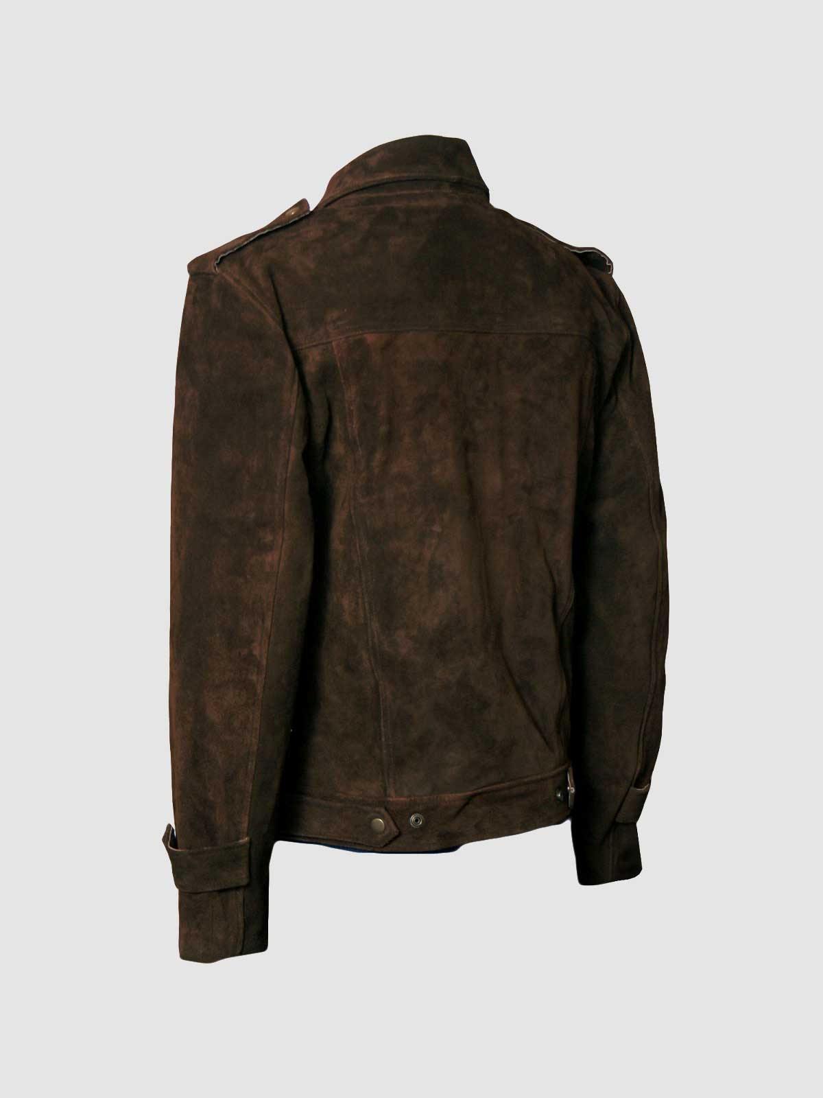 Brown Suede Leather Jacket – Casual Winter Style