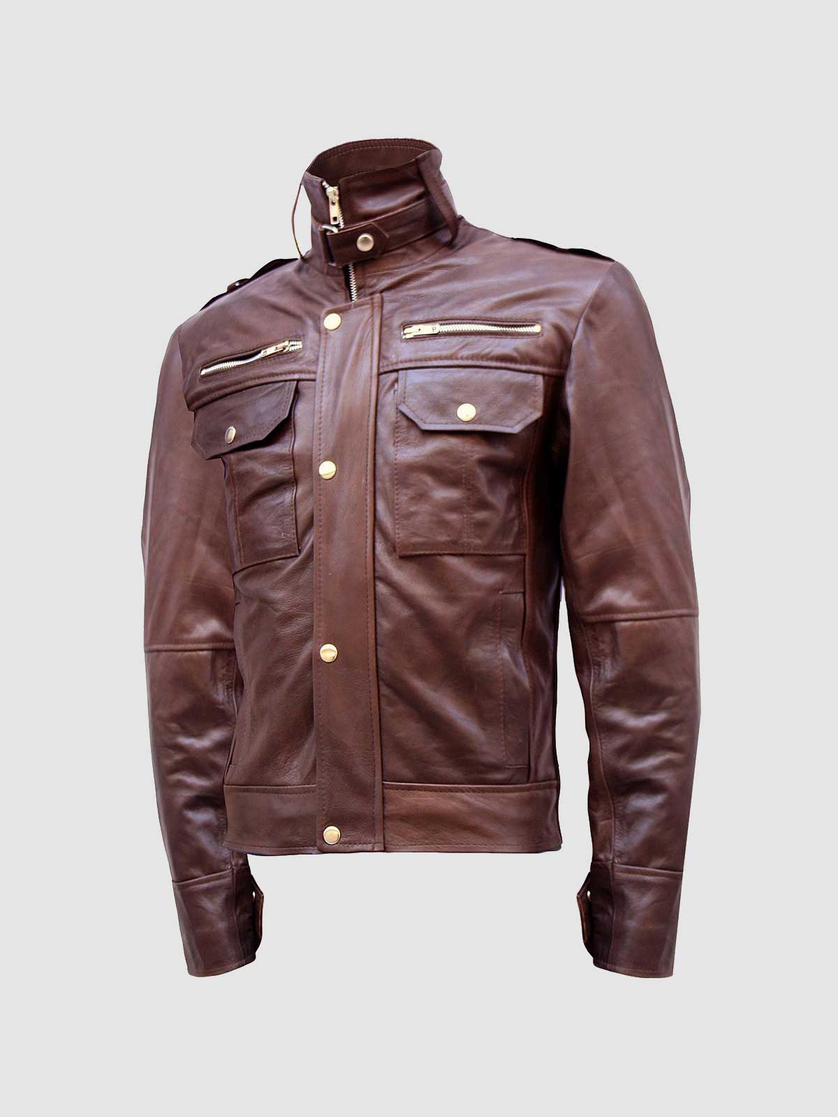 Men's Brown Leather Jacket – Classic Casual Style