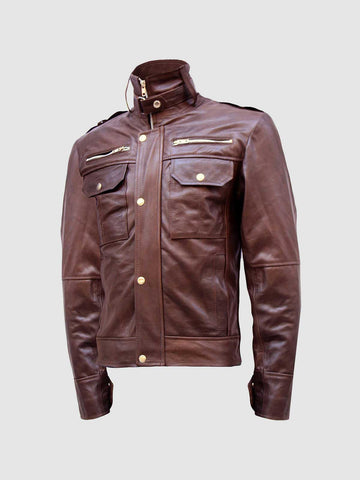 Men's Brown Leather Jacket – Classic Casual Style