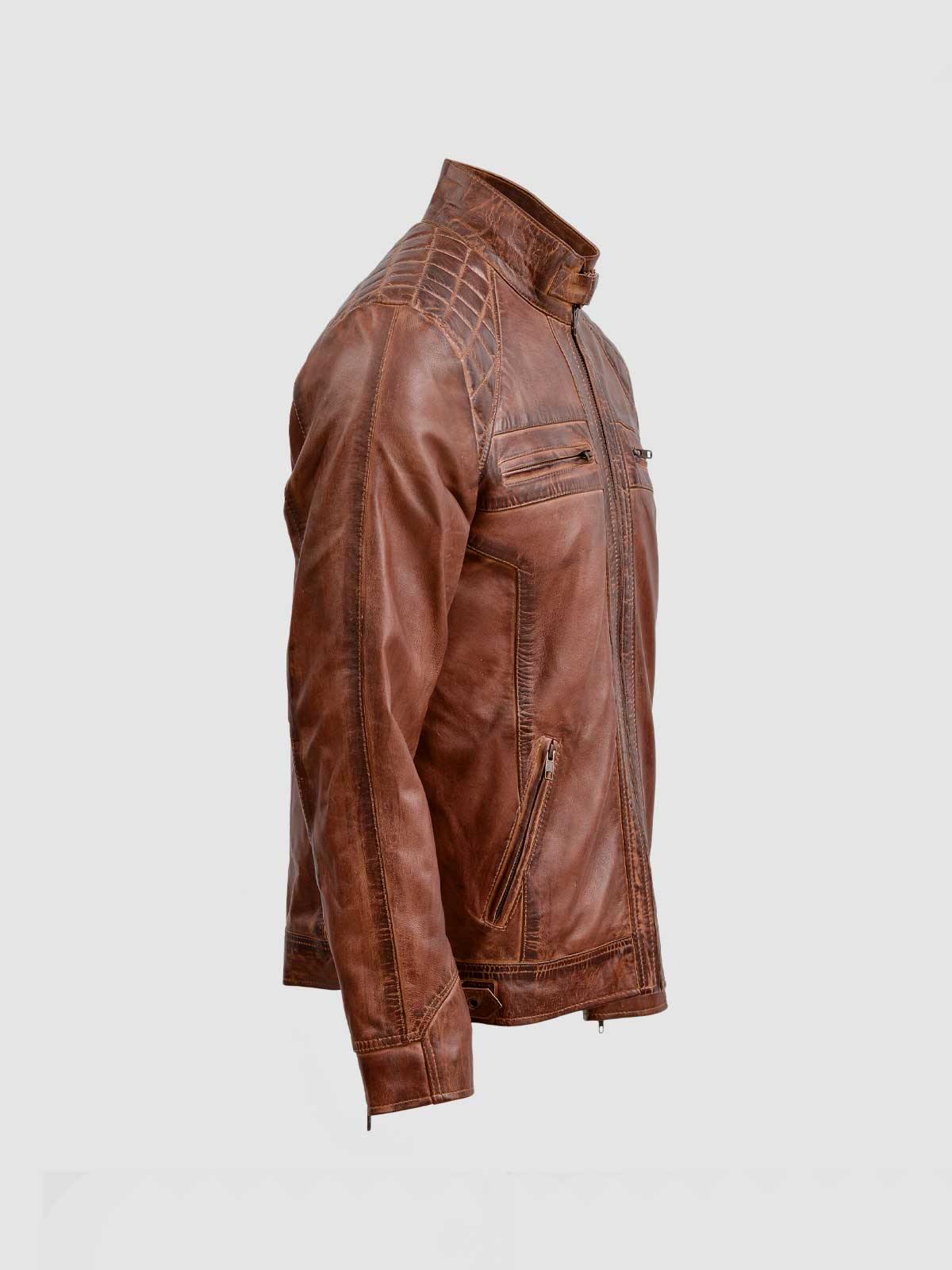 Men's Brown Biker Leather Jacket – Motorcycle Casual Style
