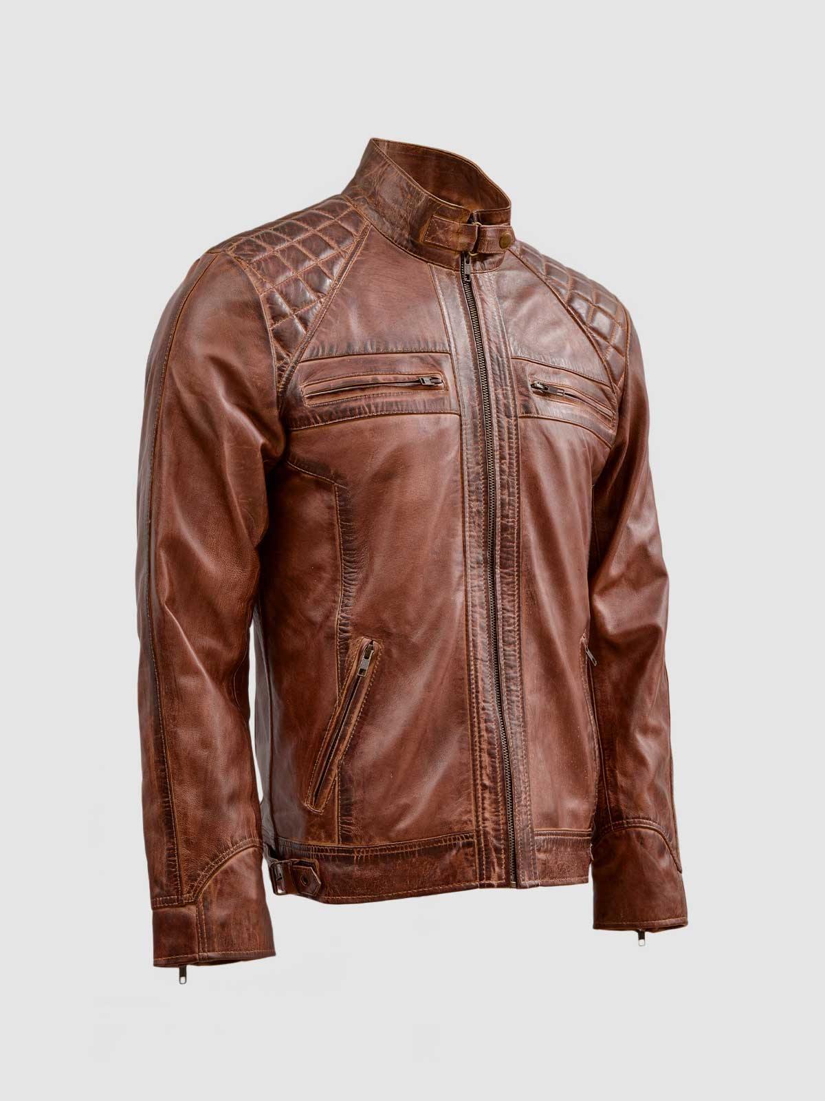 Men's Brown Biker Leather Jacket – Motorcycle Casual Style