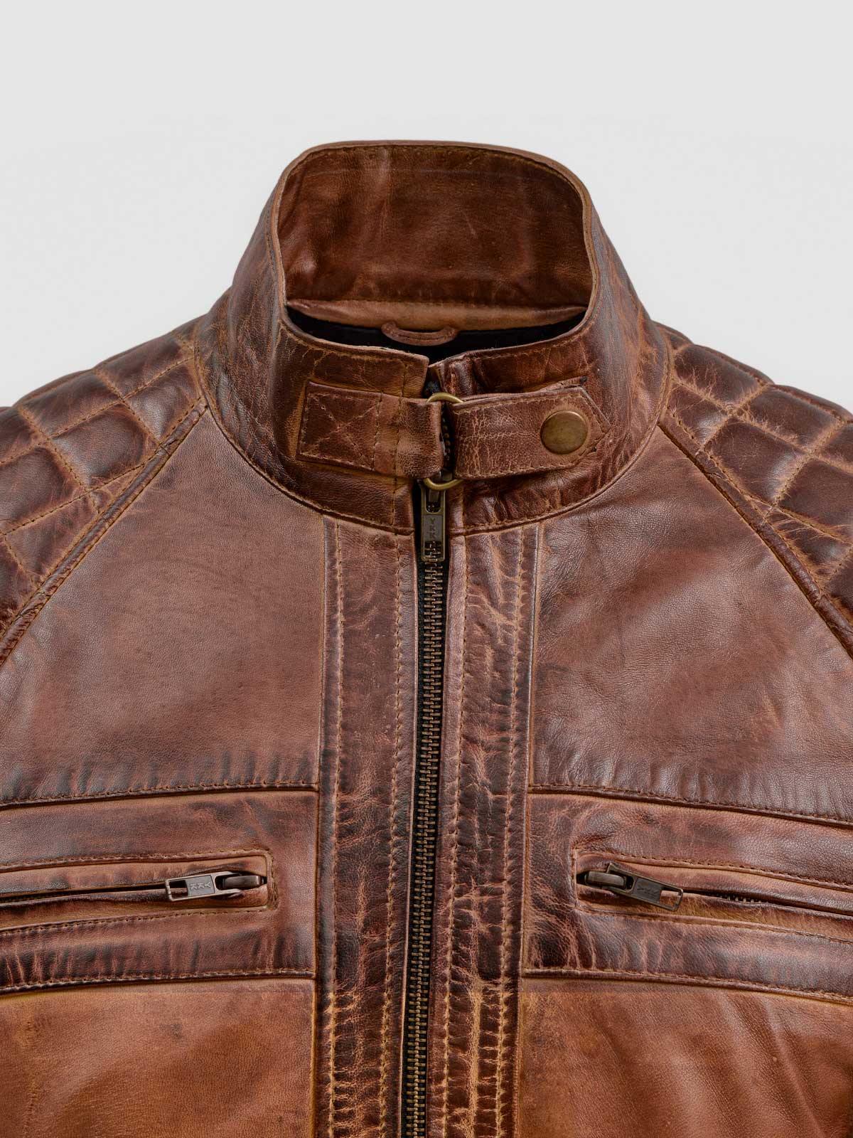 Men's Brown Biker Leather Jacket – Motorcycle Casual Style