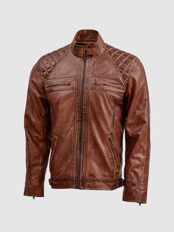 Men's Brown Biker Leather Jacket – Motorcycle Casual Style