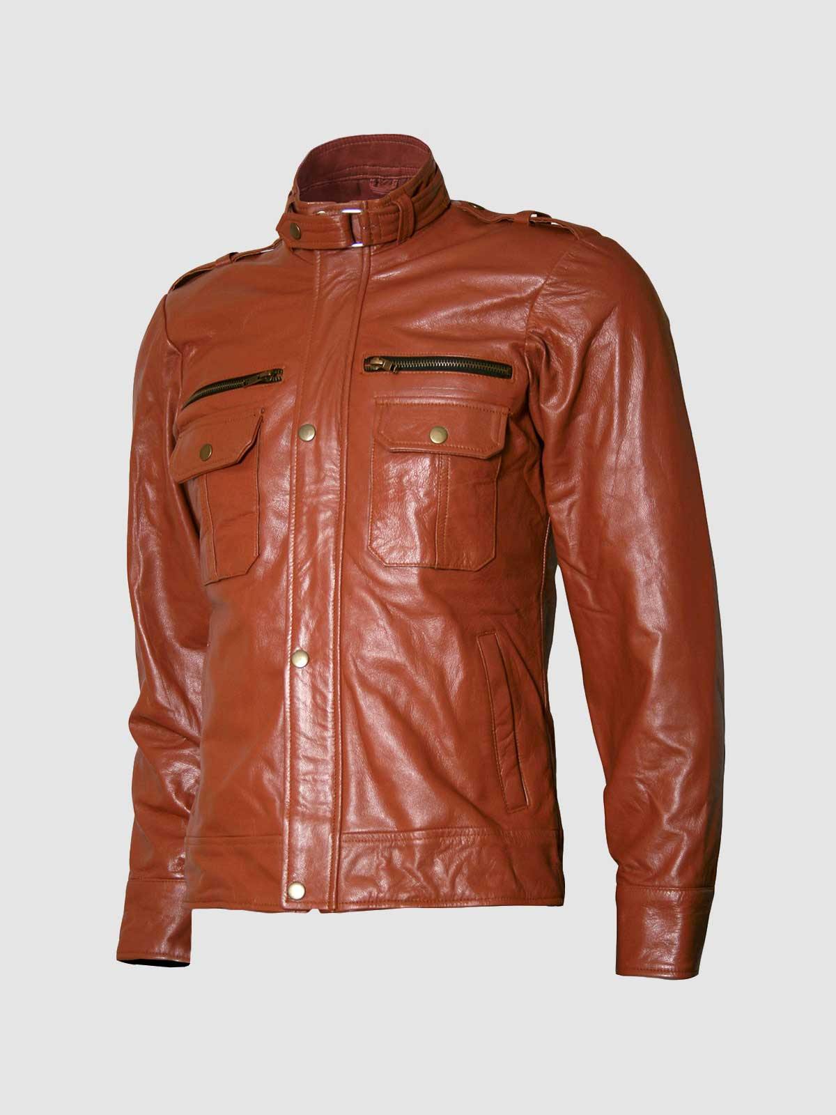 Men's Brown Biker Leather Jacket – Motorcycle Casual Style