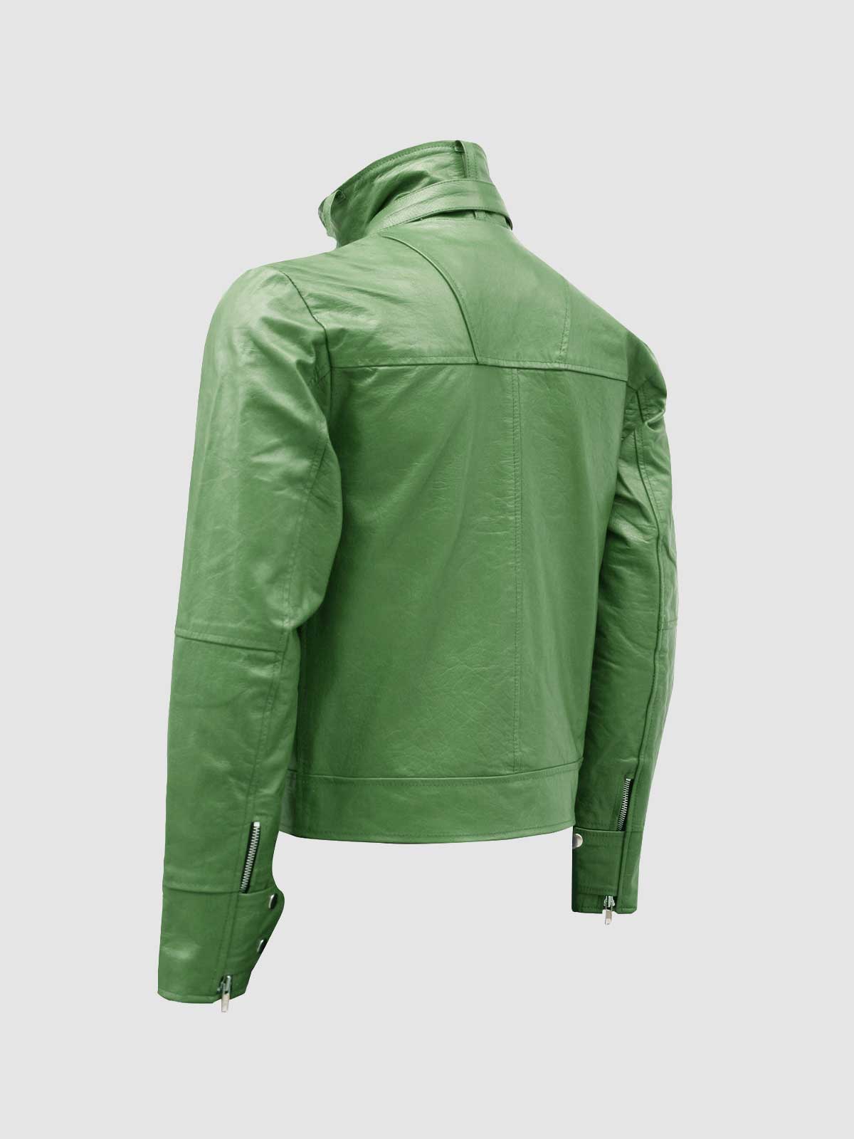 Men's Green Biker Leather Jacket – Motorcycle Casual Style