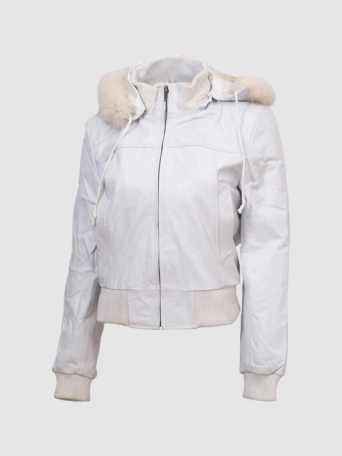 Women's White Leather Jacket – Classic Casual Style
