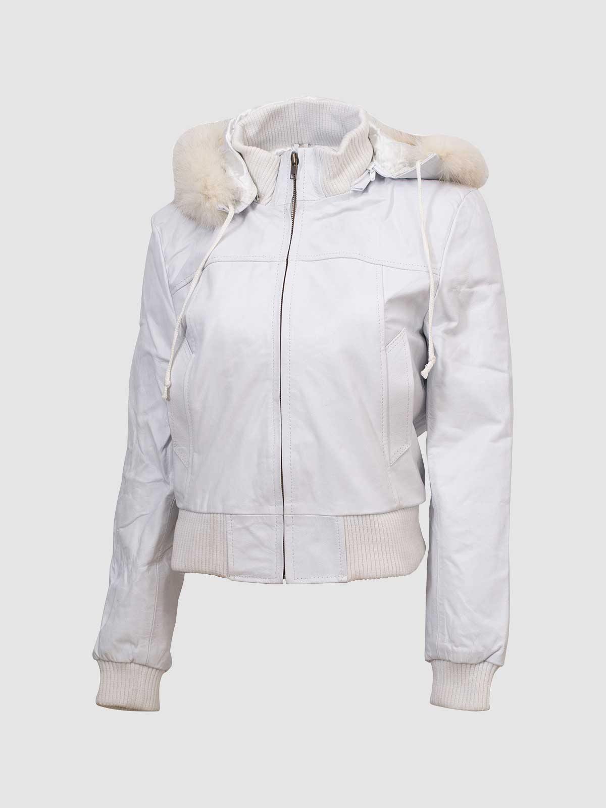 Women's White Leather Jacket – Classic Casual Style