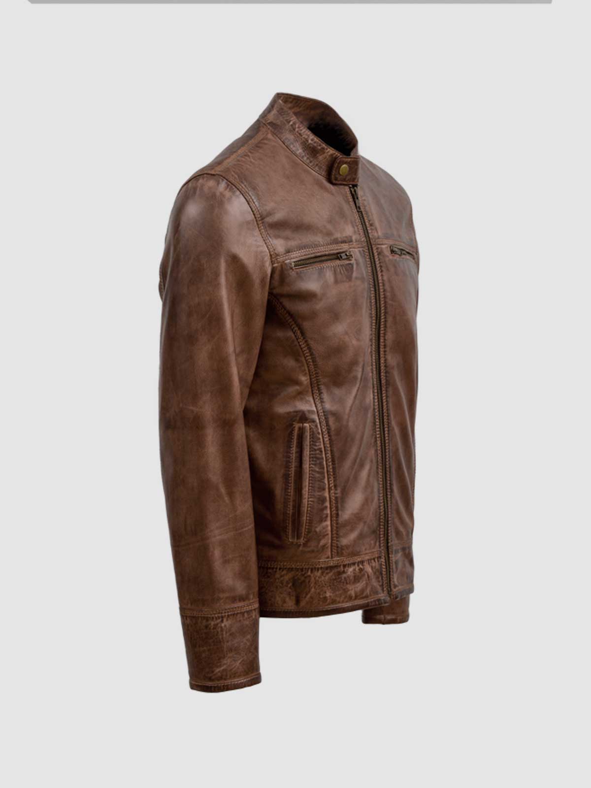 Men's Brown Leather Jacket – Classic Casual Style