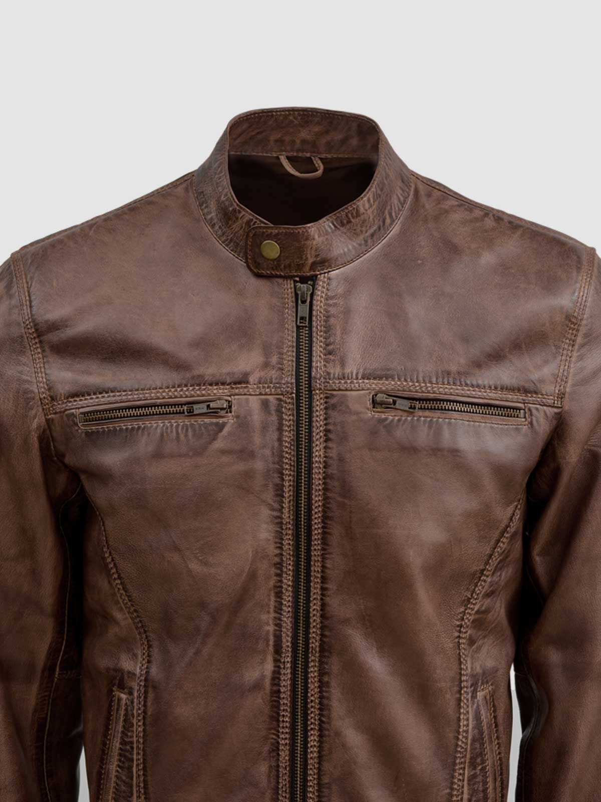 Men's Brown Leather Jacket – Classic Casual Style