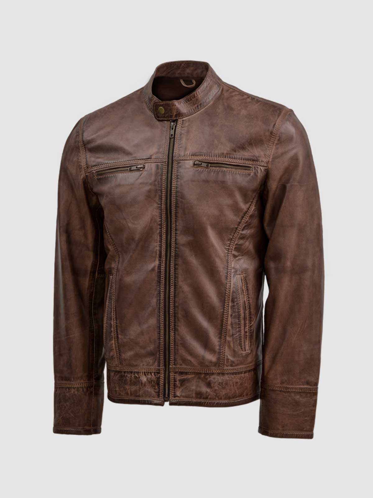 Men's Brown Leather Jacket – Classic Casual Style