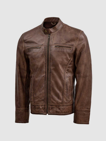 Men's Brown Leather Jacket – Classic Casual Style