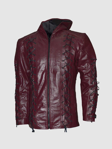 Men's Maroon Leather Jacket – Classic Casual Style