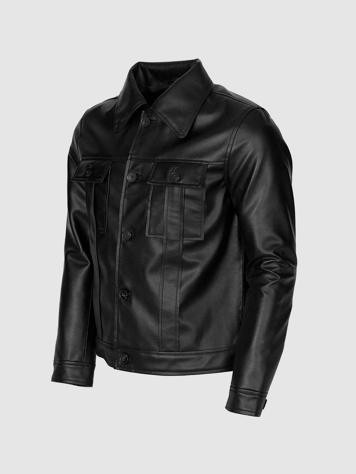 Men's Black Leather Jacket – Classic Casual Style