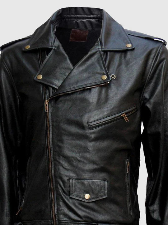 Men's Black Biker Leather Jacket – Motorcycle Casual Style