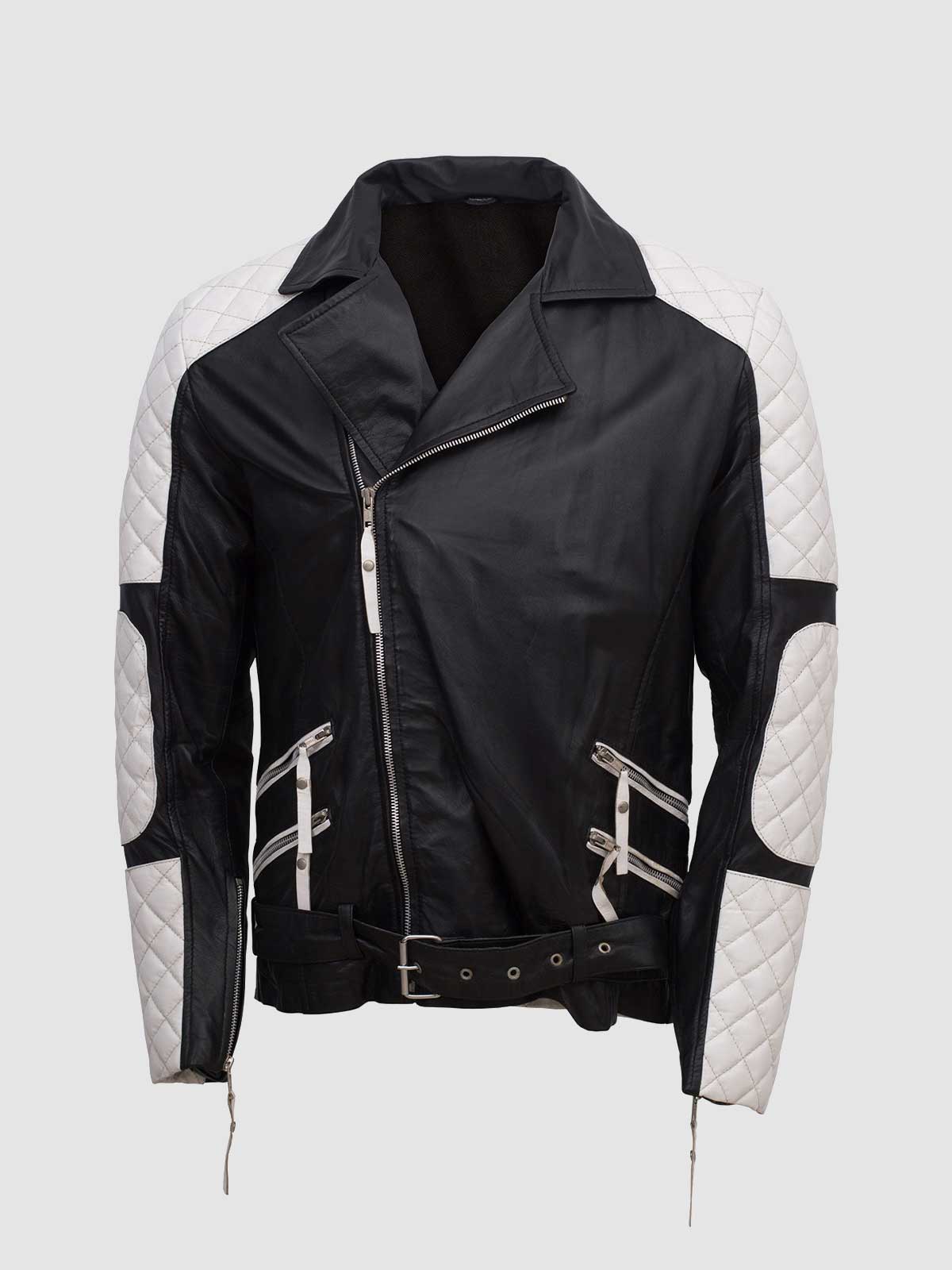 Men's Black Quilted Leather Jacket – Slim Fit Winter Style